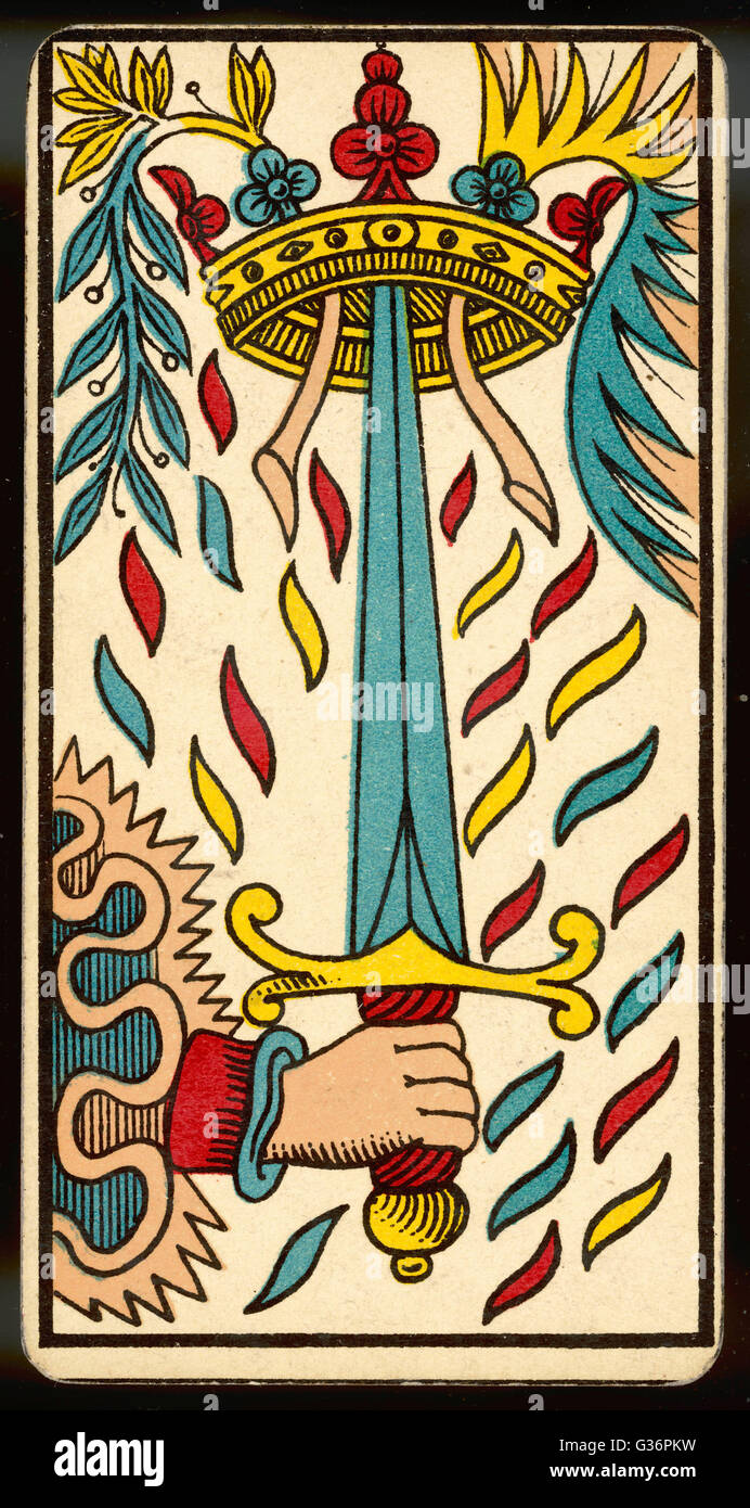 Carta del Tarot - Como d'Epee (As de Espadas Fotografía de stock - Alamy