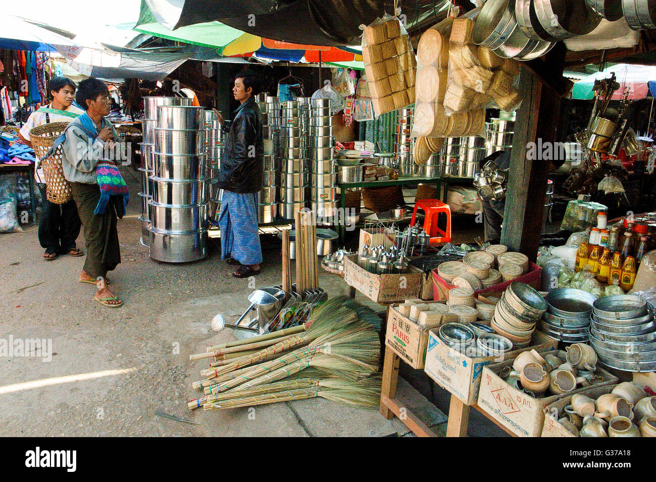 Asia, Myanmar, el Estado Shan de Birmania, de Kengtung, opern-mercado al aire libre, Foto de stock