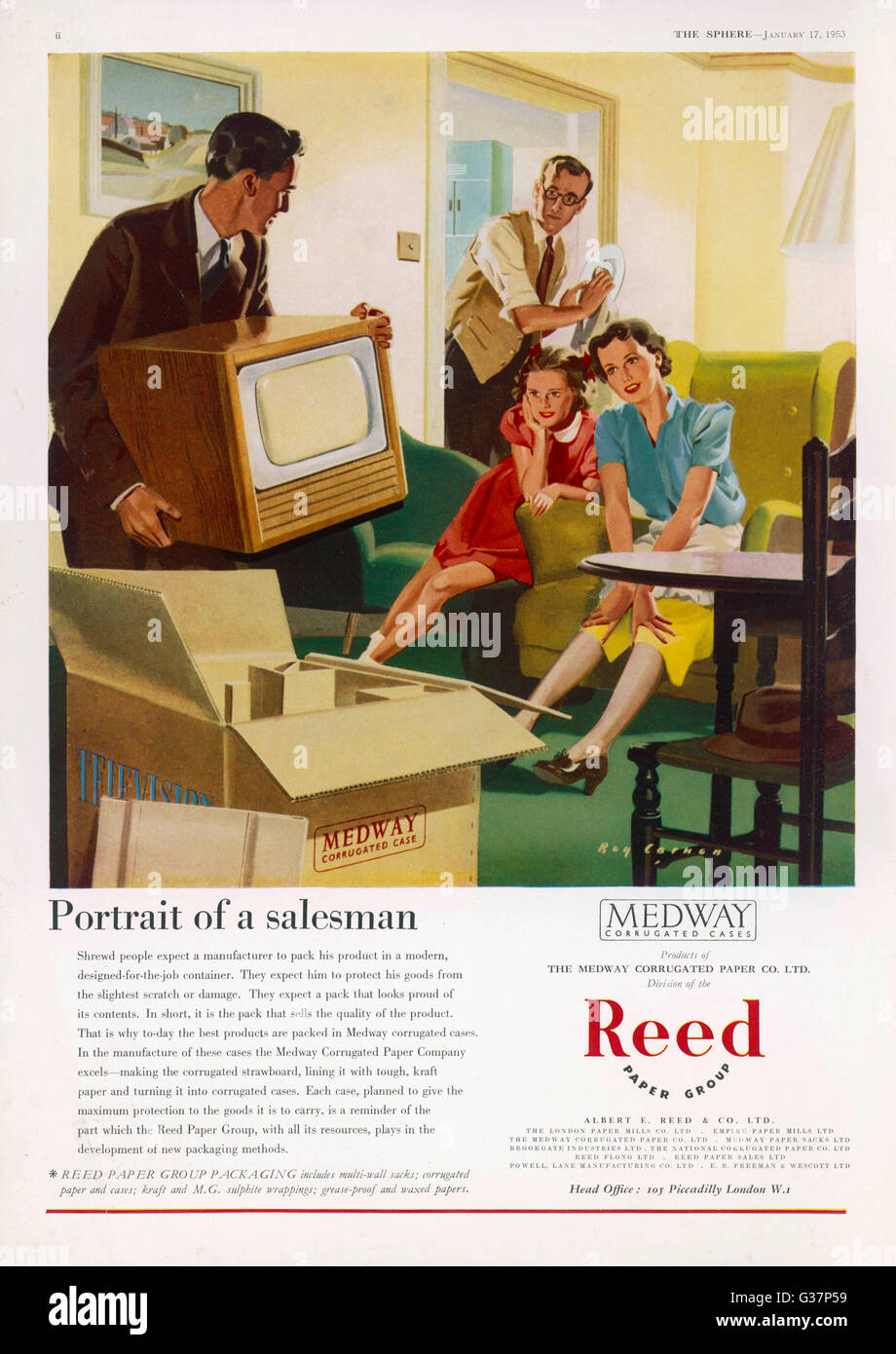 Su primer televisor es entregado! Fecha: 1953 Foto de stock