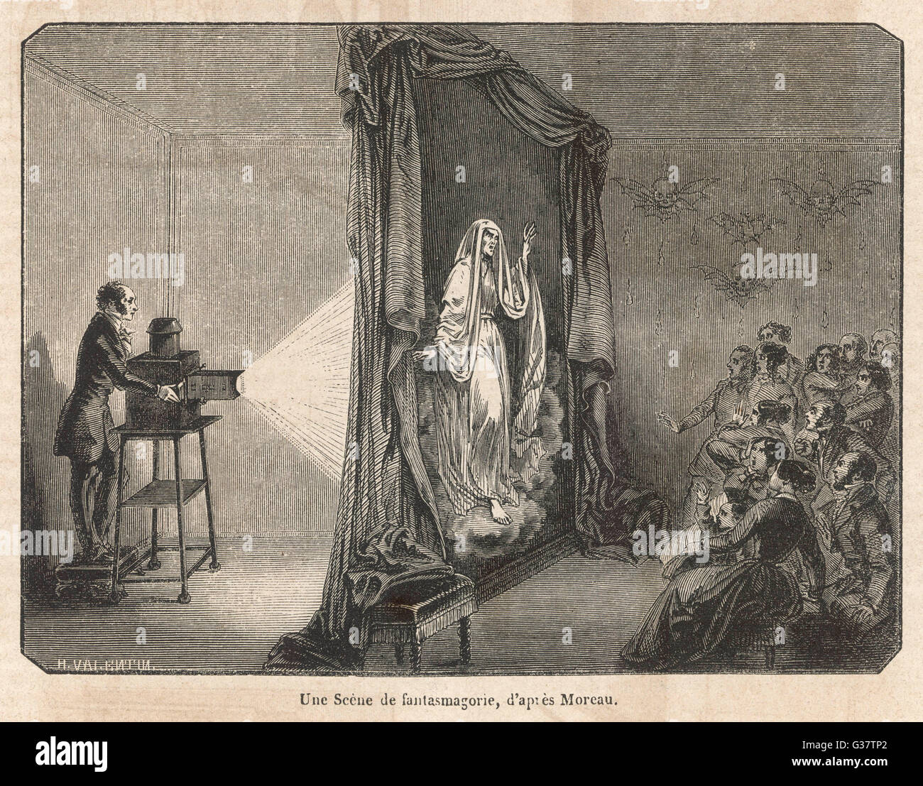 Por Robertson fantasmagoría, creada en el 1790, continúa para asustar a los espectadores la mitad de un siglo más tarde Fecha: 1840 Foto de stock