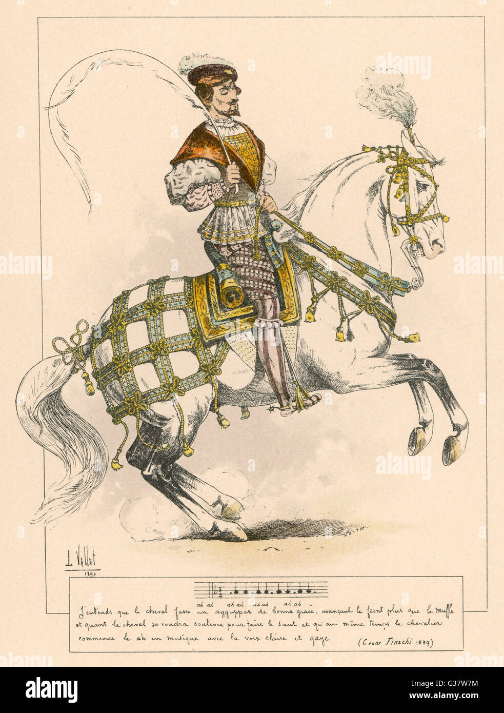 César Fiaschi, Ecuestre Francesa y autor de libros de equitación. Fecha: floreció 1539 Foto de stock