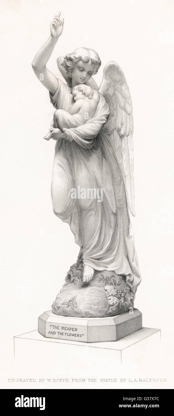 El Segador Y Las Flores El Angel De La Muerte Lleva Un Bebe Que Se Propone Llevar Hasta El Cielo Fecha 1851 Fotografia De Stock Alamy