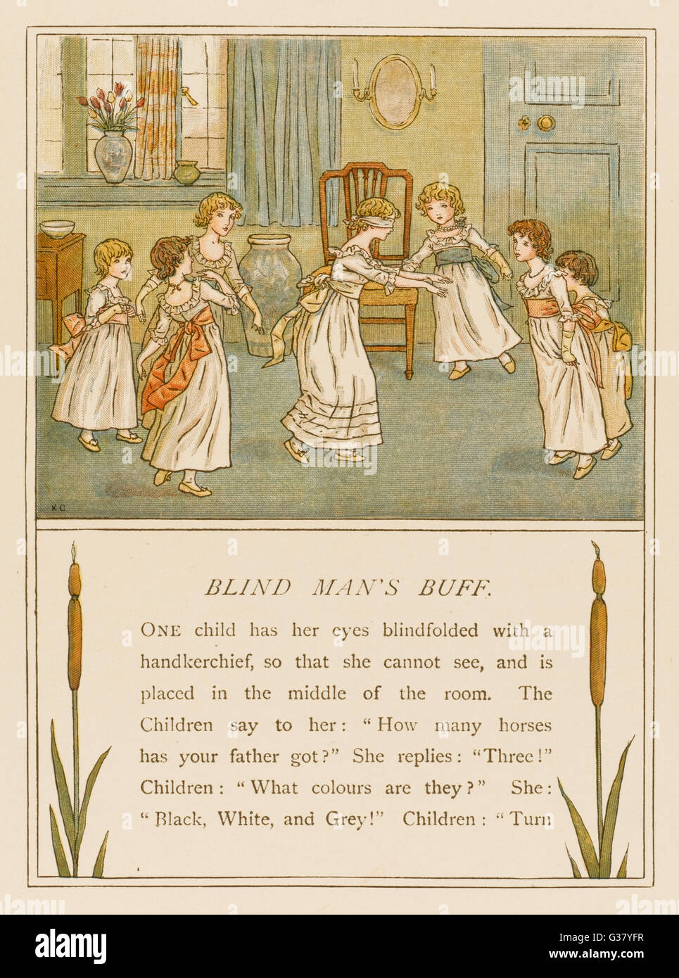 Un grupo de niñas jugando buff del hombre ciego. Fecha: 1889 Fotografía de  stock - Alamy