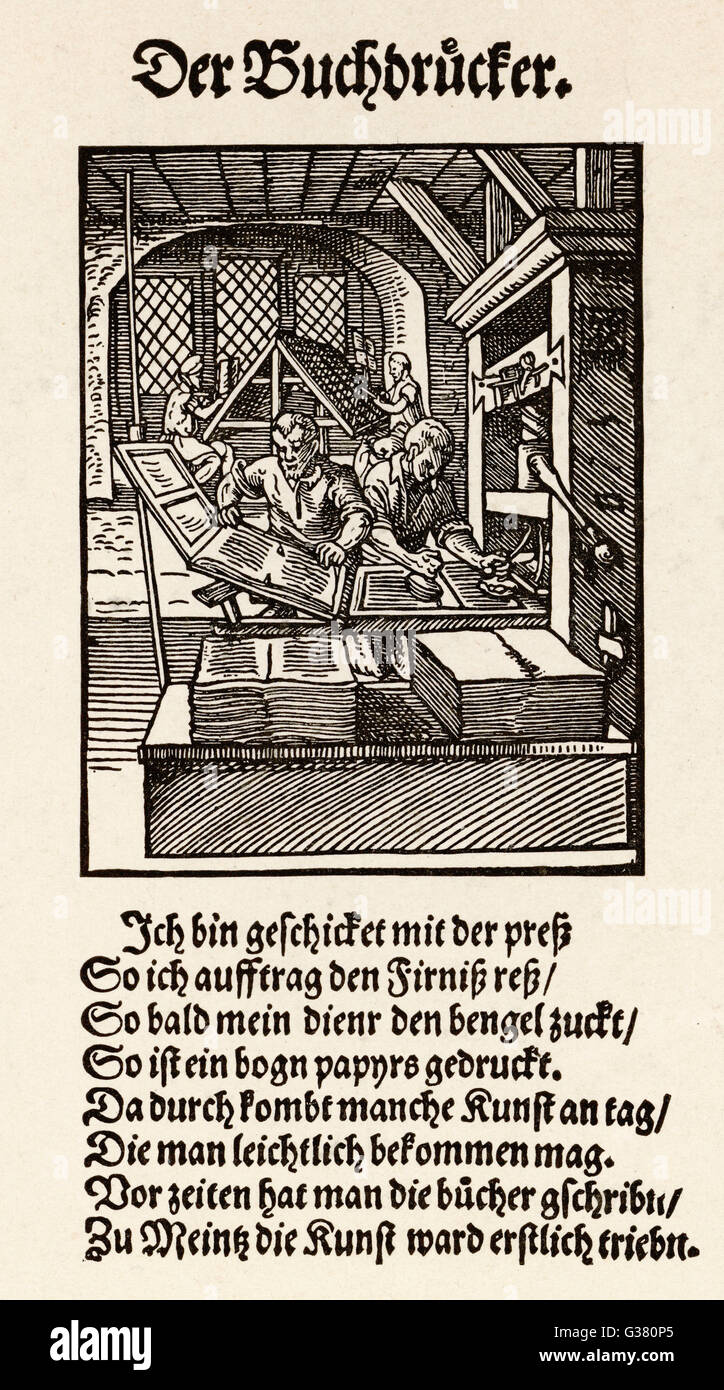 Imprimir un libro en Alemania Fecha: Siglo XVI Foto de stock