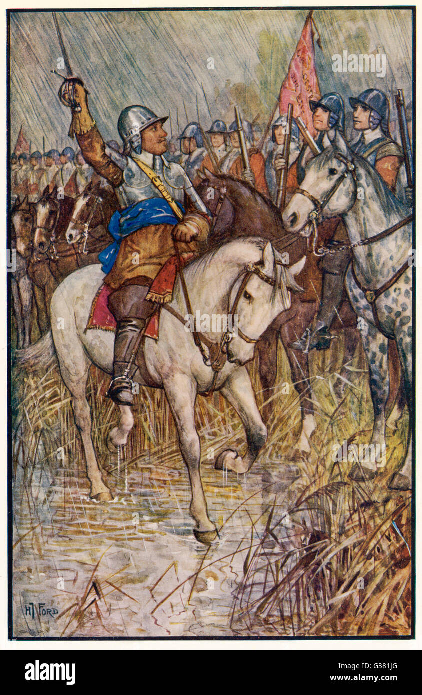 Cromwell mítines sus hombres Fecha: 1649 Foto de stock