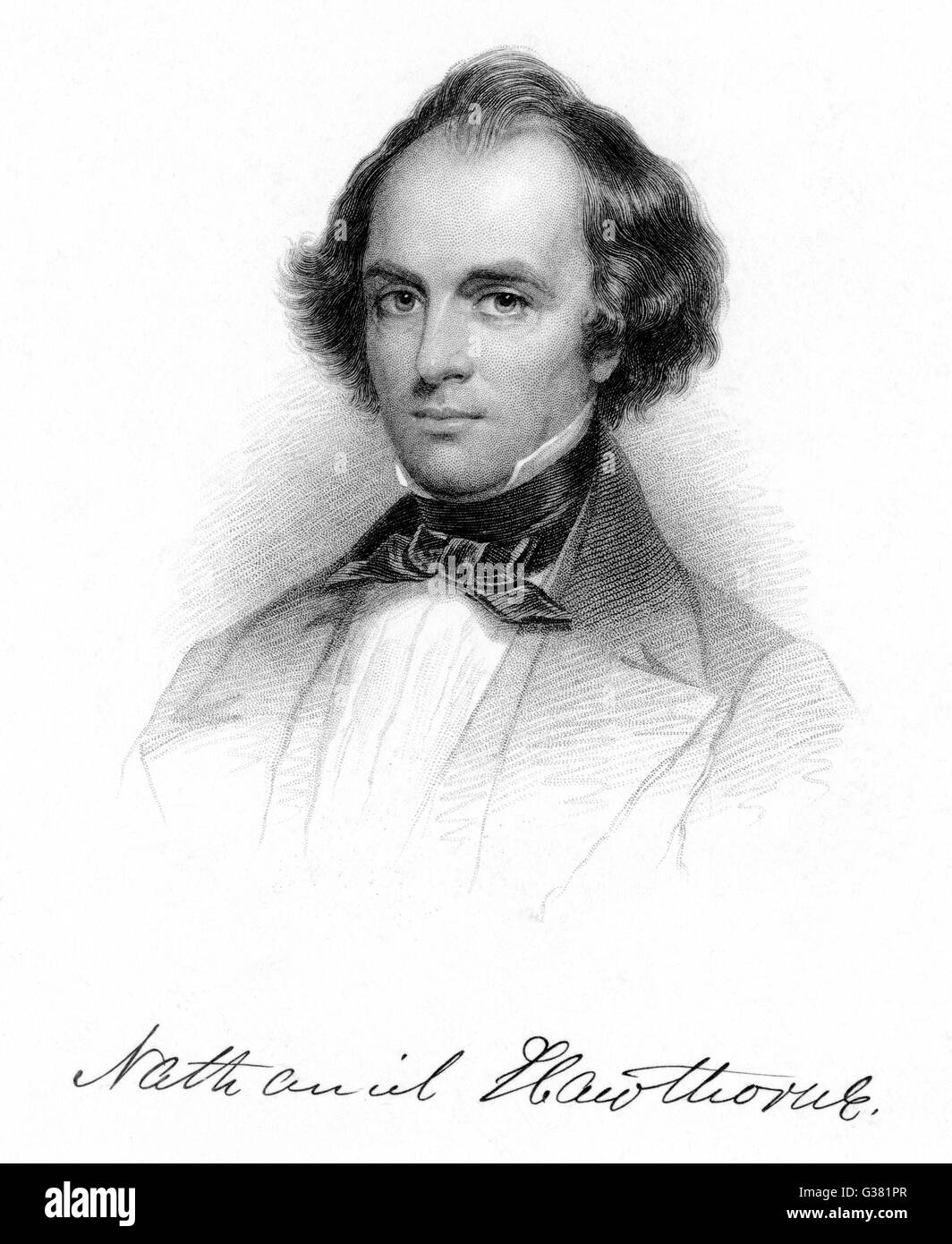 NATHANIEL HAWTHORNE (originalmente Hathorne) escritor americano Fecha: 1804 - 1864 Foto de stock