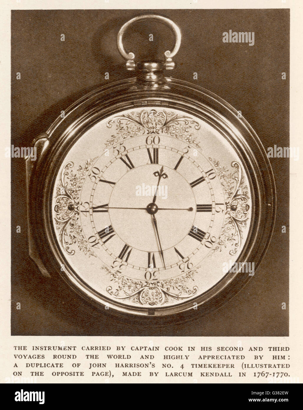Duplicado de John Harrison's cronometrador número 4, hecha por Larcum Kendall y adoptadas por el Capitán Cook en su segundo y tercer viaje Fecha: 1767 Foto de stock