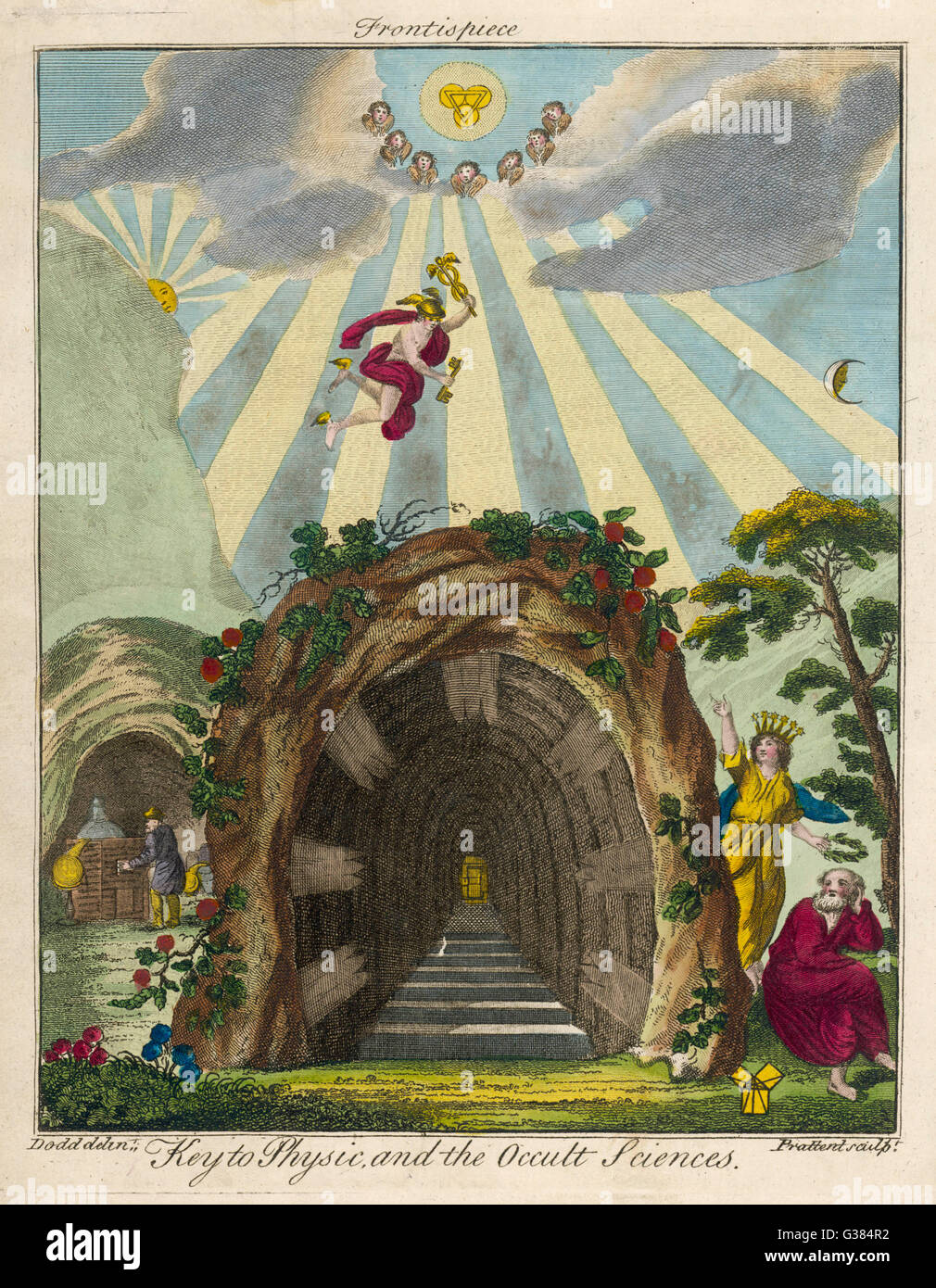 Frontispicio simbólica para el libro de Sibly Fecha: 1794 Foto de stock
