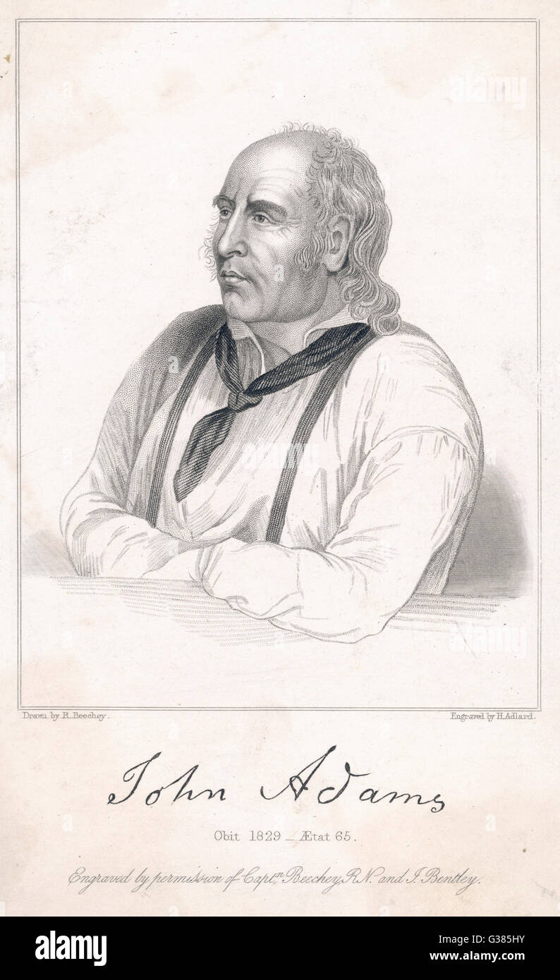 JOHN ADAMS, uno de los amotinados que huyeron y se establecieron en la Isla de Pitcairn, muriendo en 1829 a la edad de 65 años Fecha: circa 1829 Foto de stock
