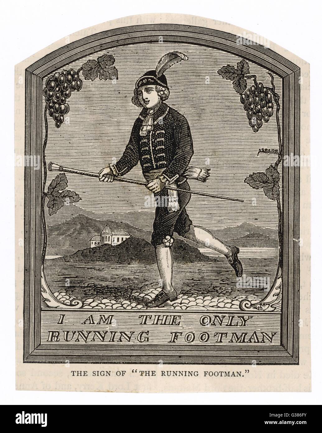 "Yo soy el único ejecutando Footman' - signo de un pub en Charles Street, cerca de Berkeley Square Fecha: principios del siglo XVIII. Foto de stock