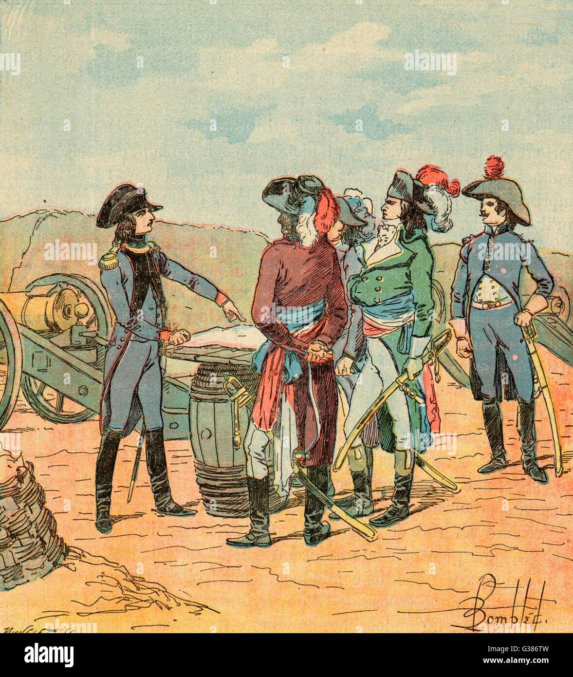 Él obtiene el mando de la artillería en Toulon, y explica sus planes para sus superiores Fecha: Septiembre de 1793 Foto de stock