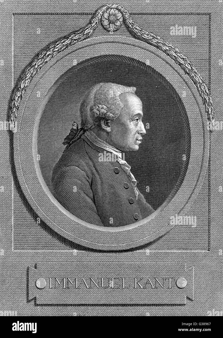 El filósofo alemán Immanuel Kant a la edad de 67 años Fecha: 1724 - 1804 Foto de stock
