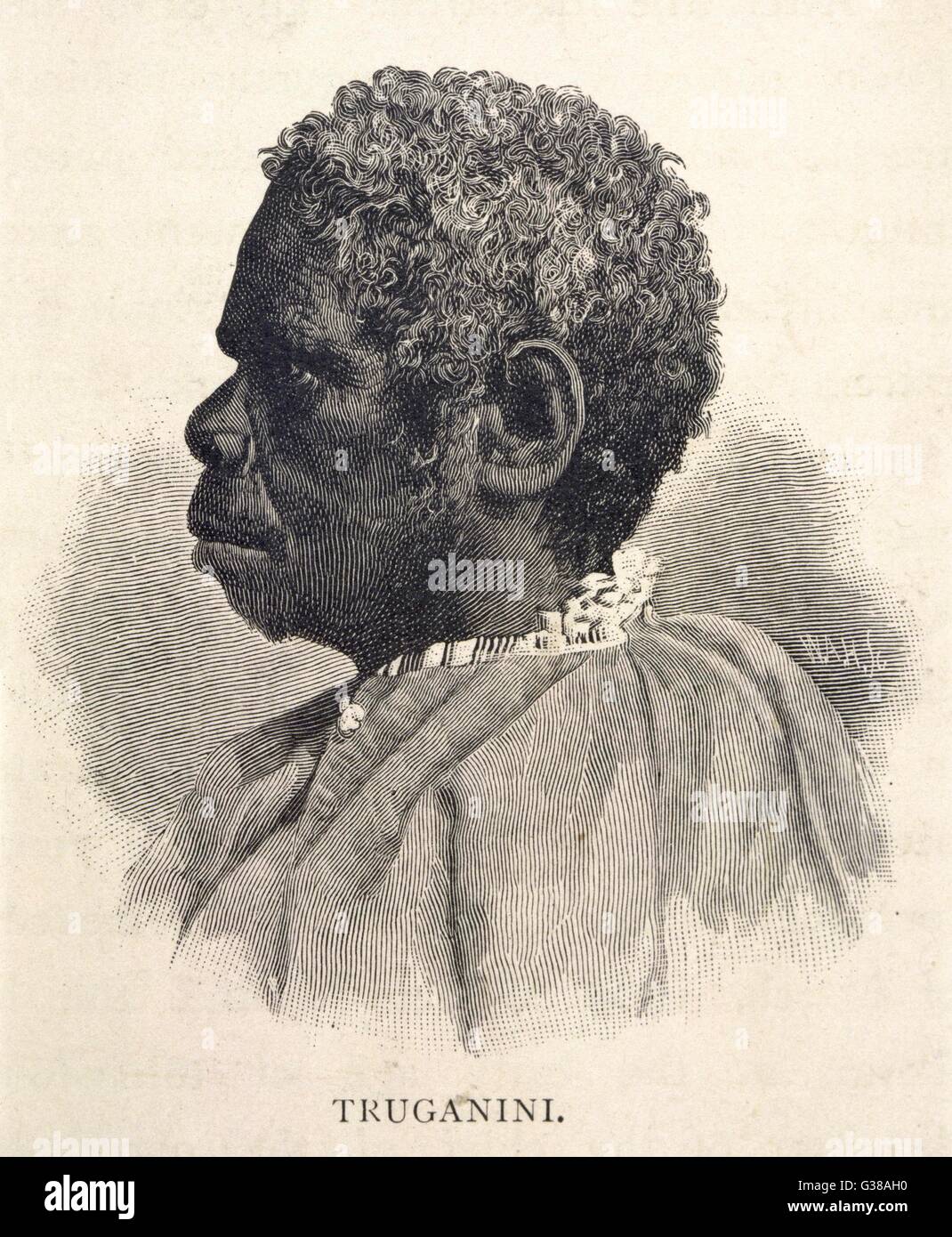 Truganini, la última mujer murió de Tasmania 1876 Foto de stock