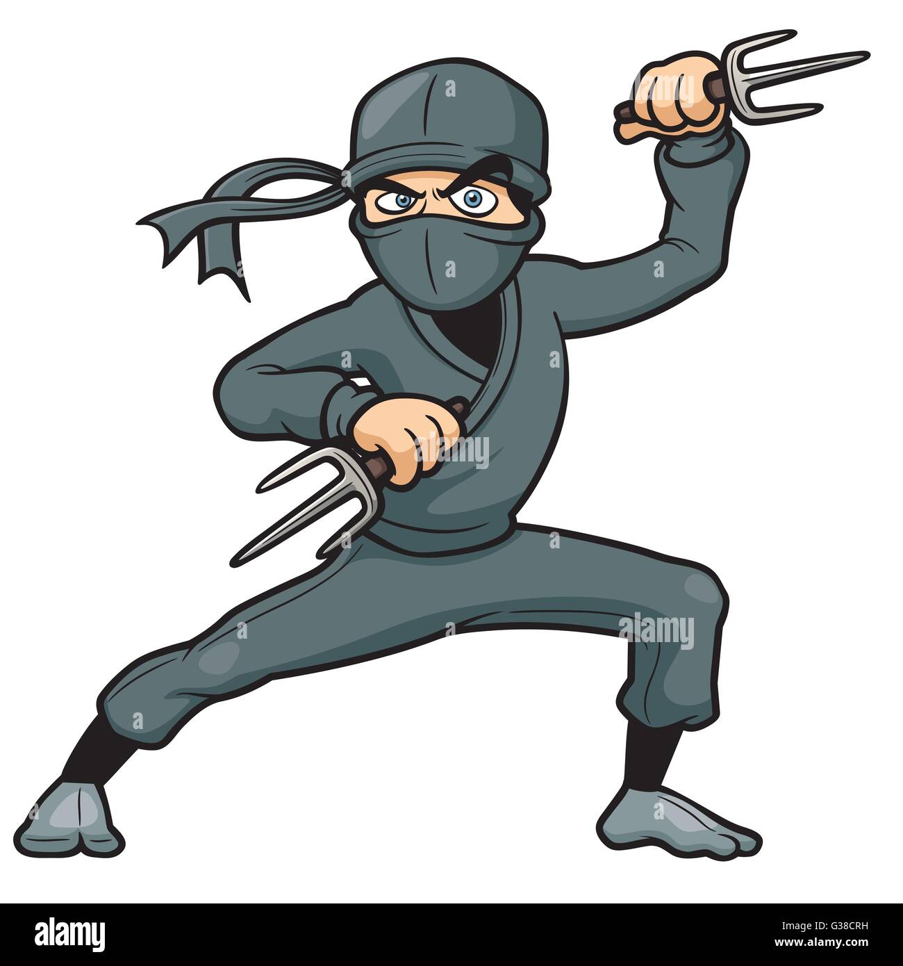 Ilustración vectorial de dibujos animados holding Ninja arma Imagen Vector  de stock - Alamy