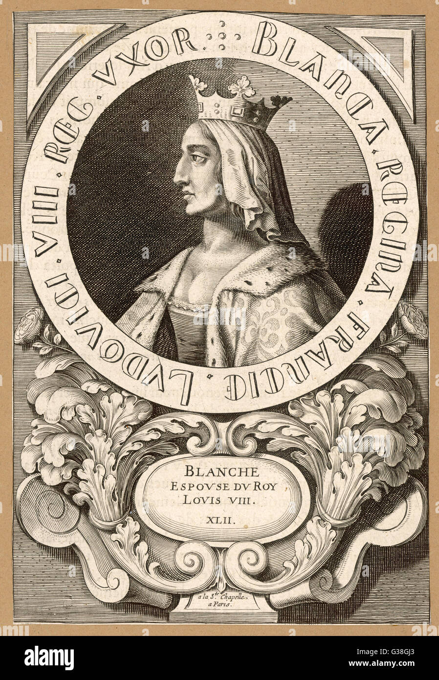 Blanca de Castilla, reina de Luis VIII, rey de Francia Fecha: 1188 - 1252 Foto de stock