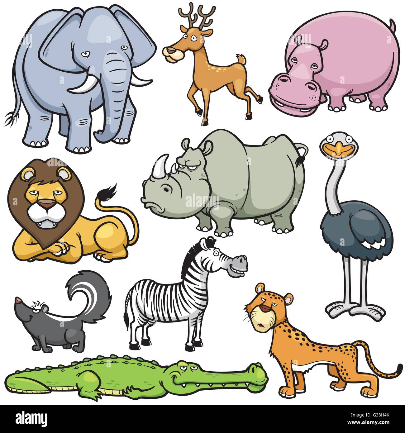 Ilustración vectorial de dibujos animados animales salvajes Ilustración del Vector