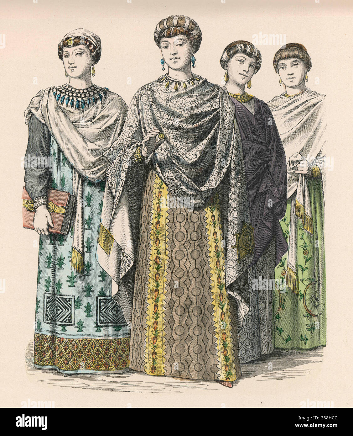 Las damas de la corte bizantina Foto de stock
