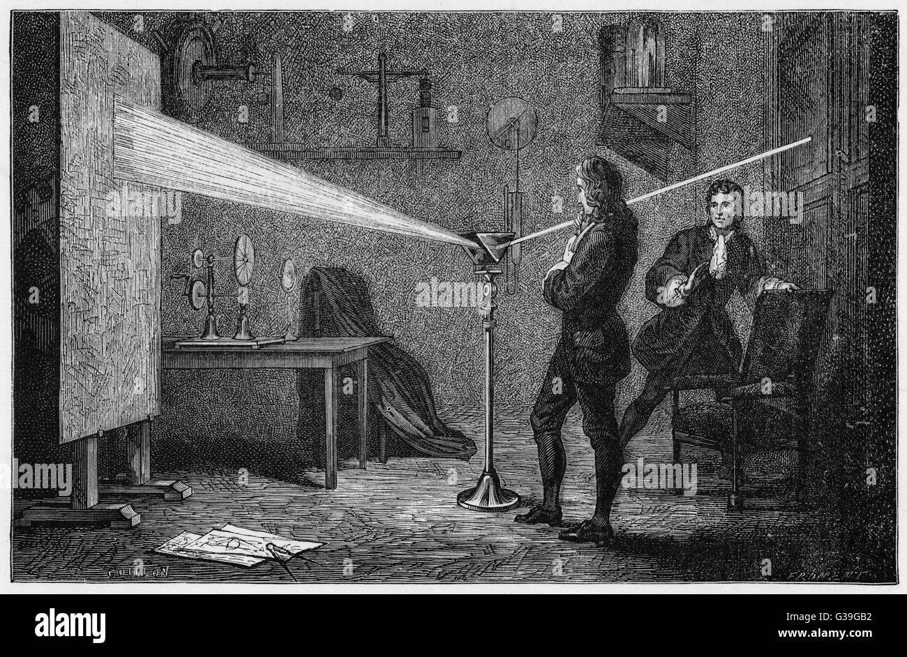 Isaac newton prism Imágenes de stock en blanco y negro Alamy