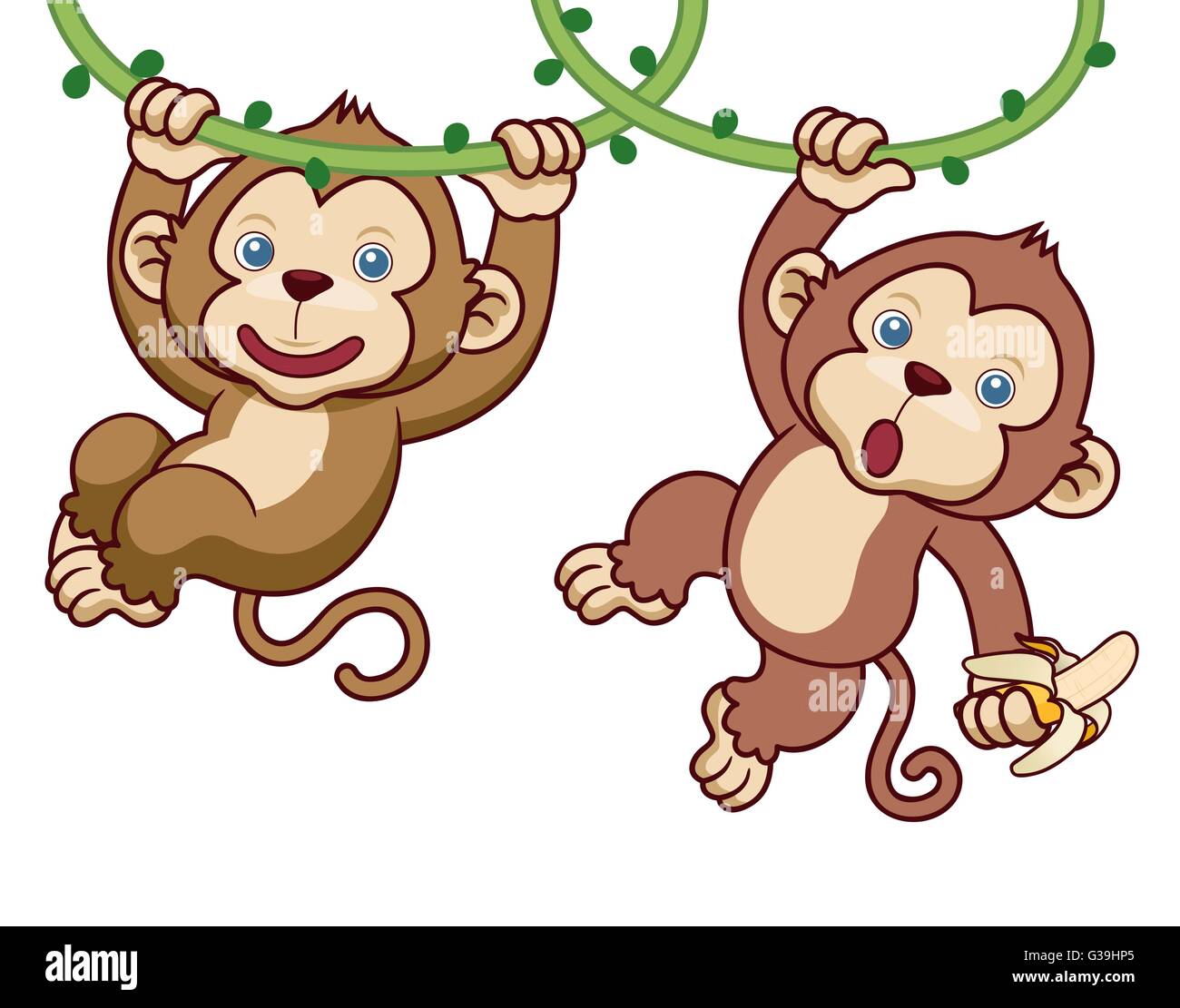 Ilustración vectorial de dibujos animados monos Imagen Vector de stock -  Alamy