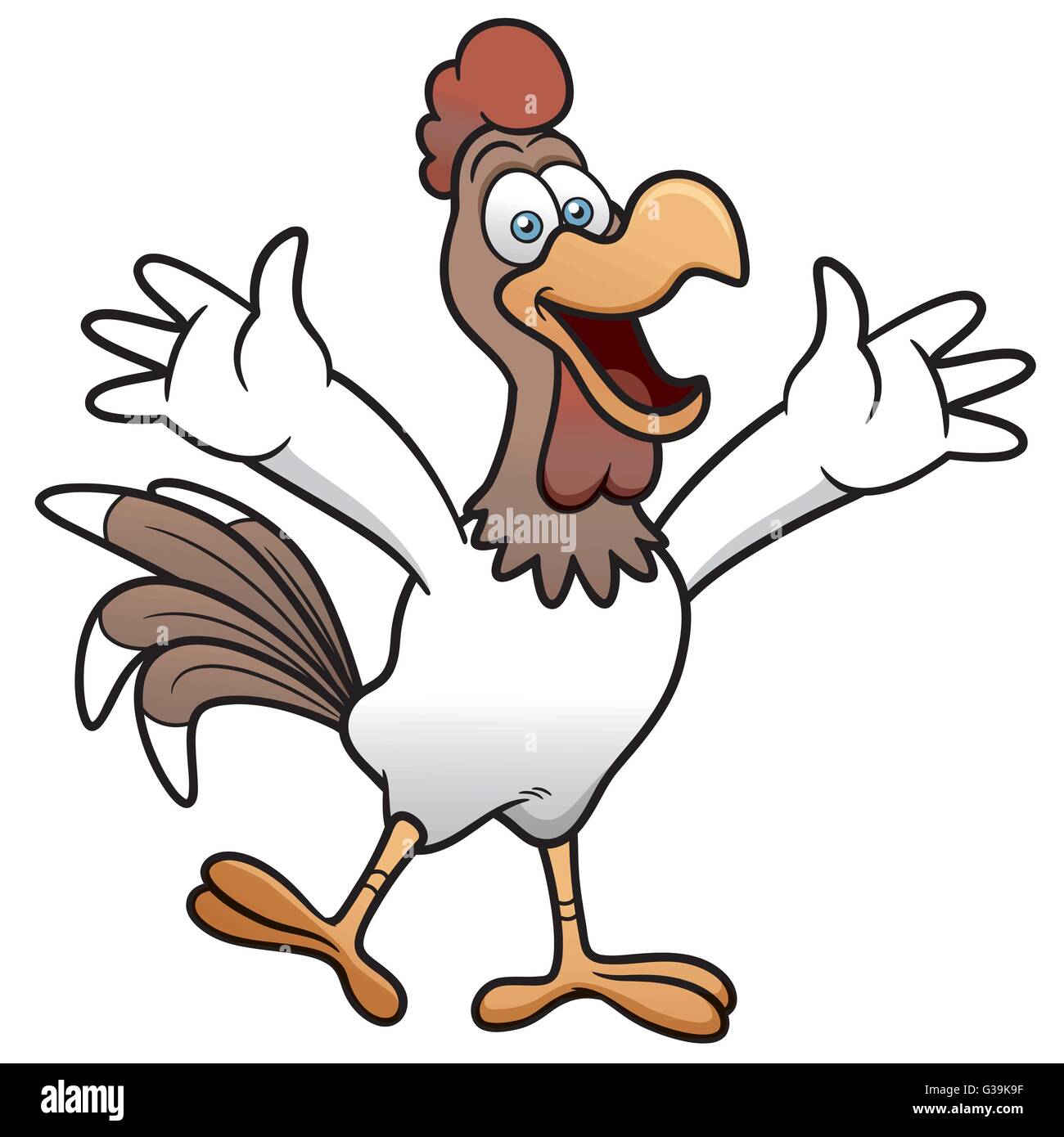 Ilustración vectorial de dibujos animados de pollo feliz Imagen Vector