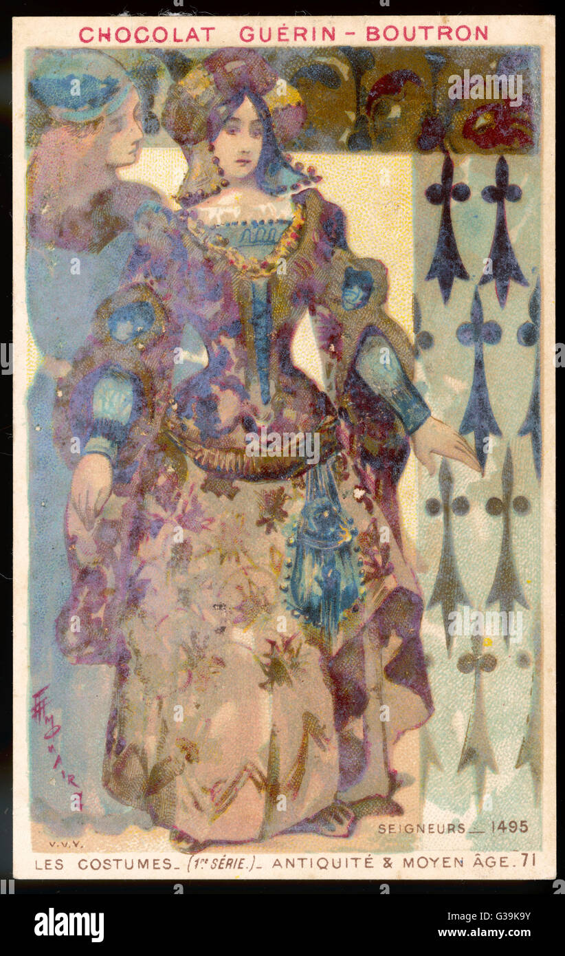 Una aristocrática dama, probablemente francés, en un traje ricamente decorado Fecha: 1495 Foto de stock