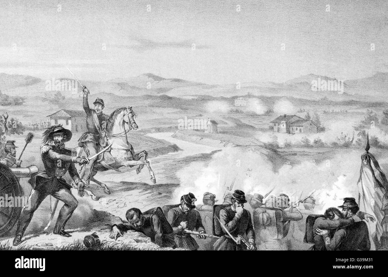La batalla de Governolo. Fecha: 24 de abril de 1848 Foto de stock