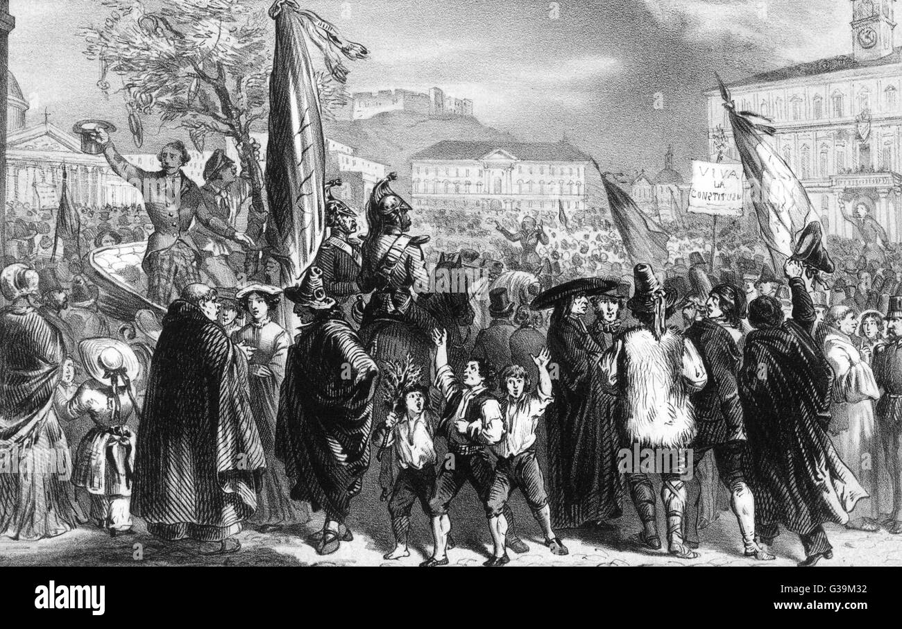 Una manifestación en Nápoles. Fecha: 29 de enero de 1848 Foto de stock
