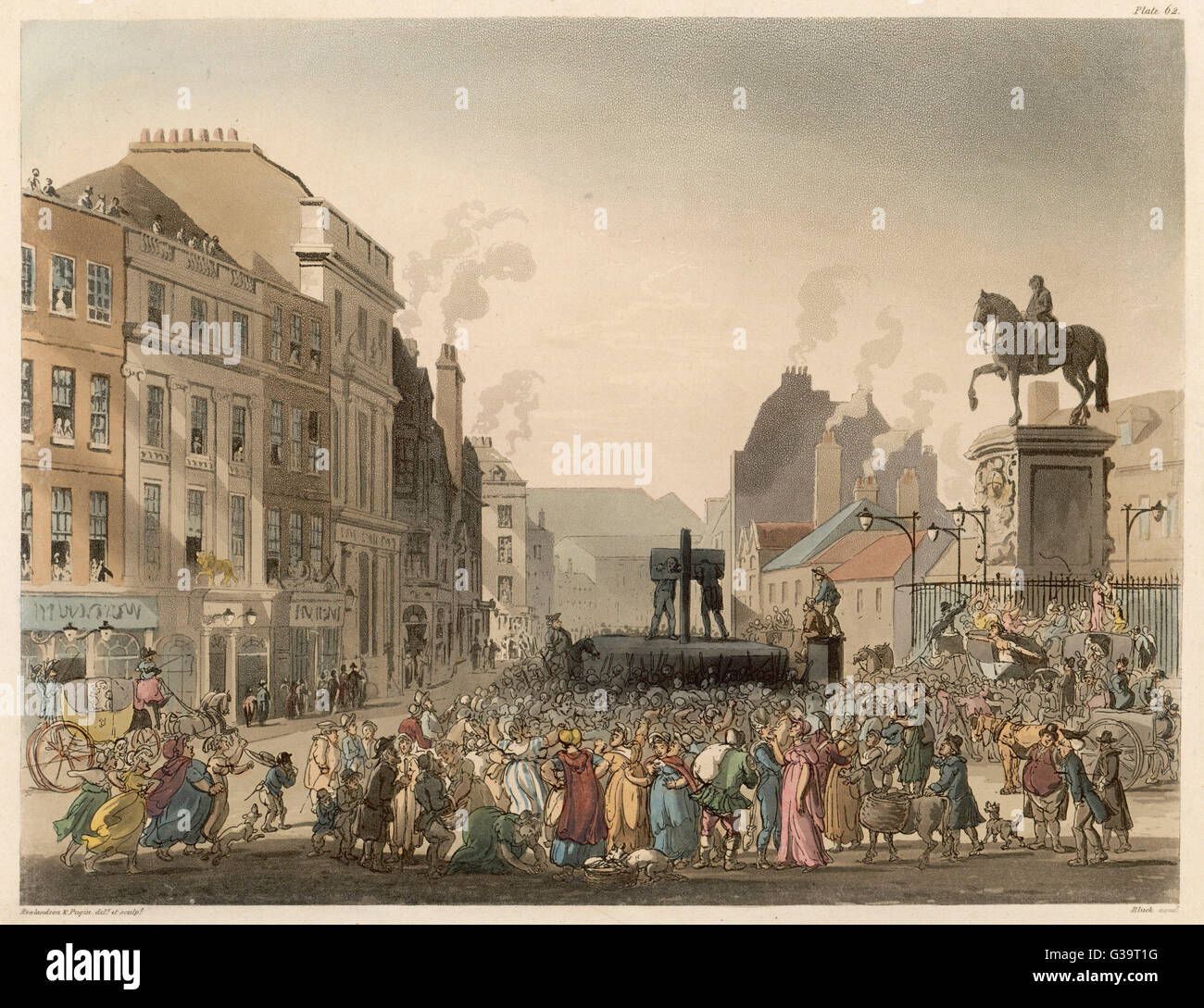 Una multitud se congregó en la picota, Charing Cross. Fecha: 1809 Foto de stock