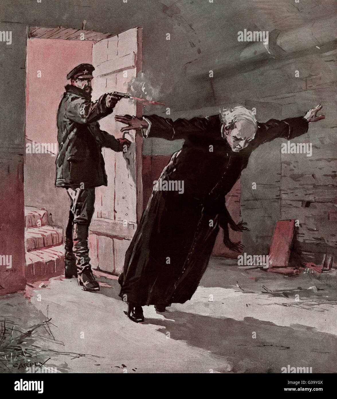 La ejecución de Monseñor Budkiewicz, acusados de atentar contra el Estado. Fecha: 1923 Foto de stock