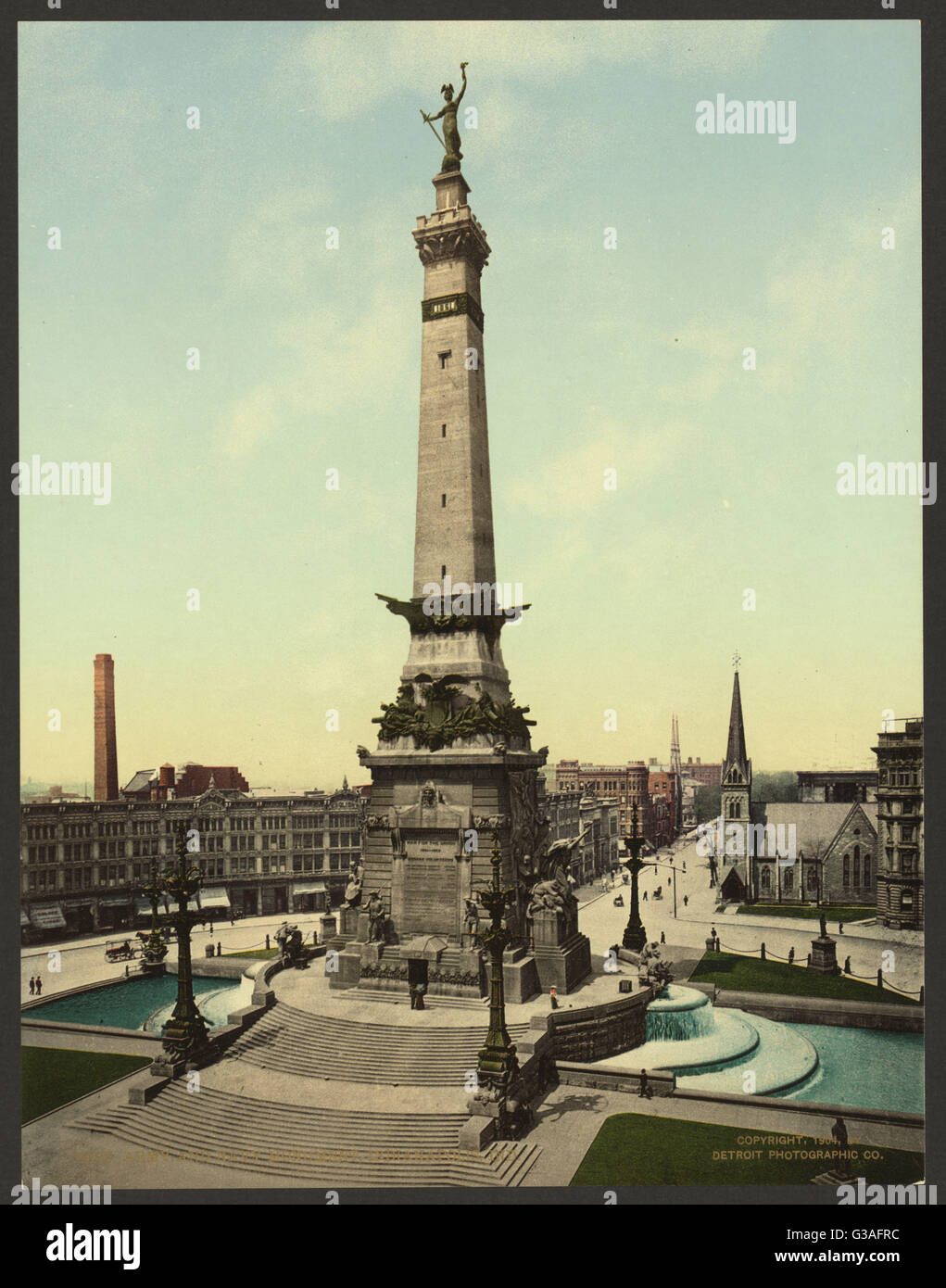 El ejército y la Armada monumento, Indianapolis, Indiana. Fecha c1904. Foto de stock