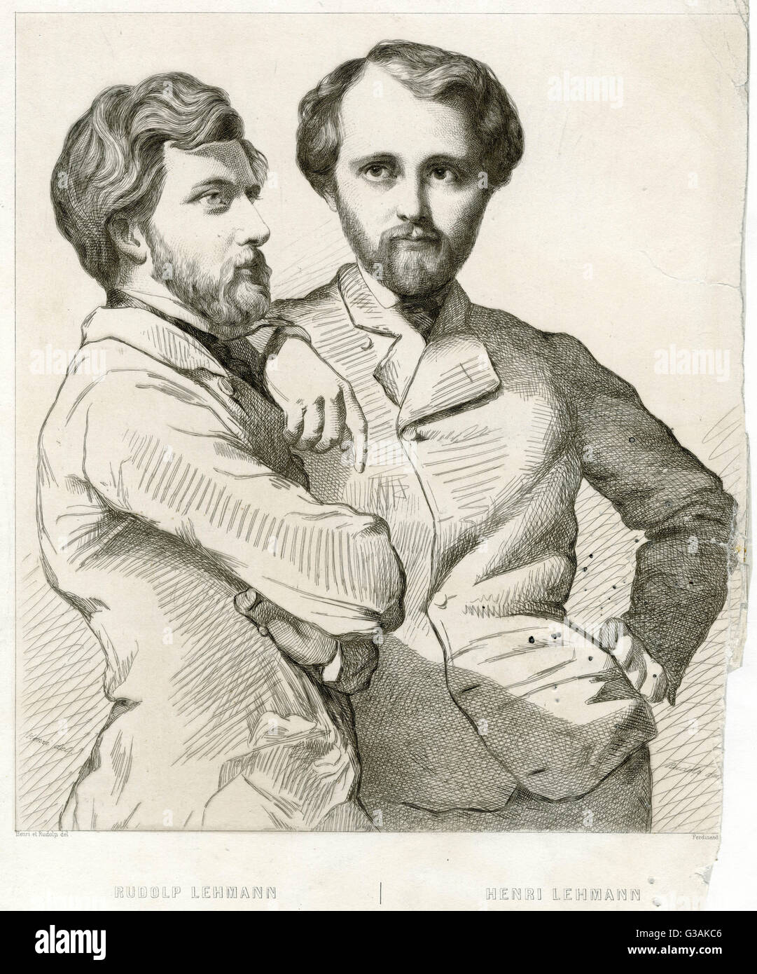 Rodolf Lehmann (izquierda), alemán nacido, conocido retratista con su hermano Henri Lehmann (derecha), (1814 1882), alemán de nacimiento histórico francés pintor y retratista. Foto de stock