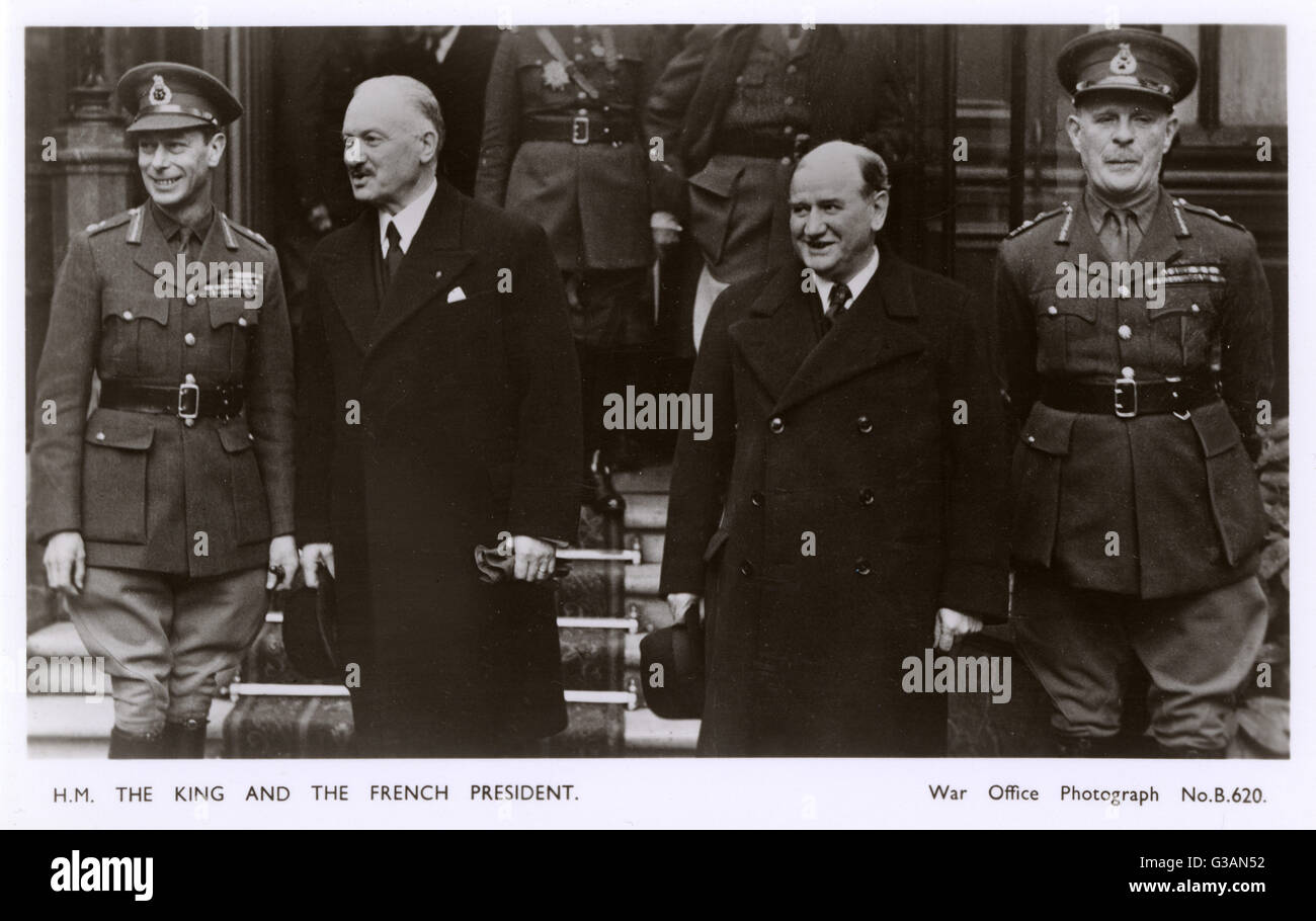 El rey George VI y el presidente francés Albert Francois Lebrun Foto de stock