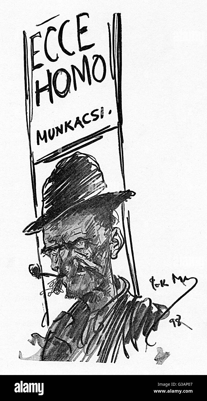 Una parodia bastante duro / caricatura del artista húngaro Mihaly Munkacsy (1844-1900) y su famosa pintura religiosa de 1896 "Ecce Homo!" ("He aquí el hombre!") por Phil Mayo. Fecha: 1898 Foto de stock