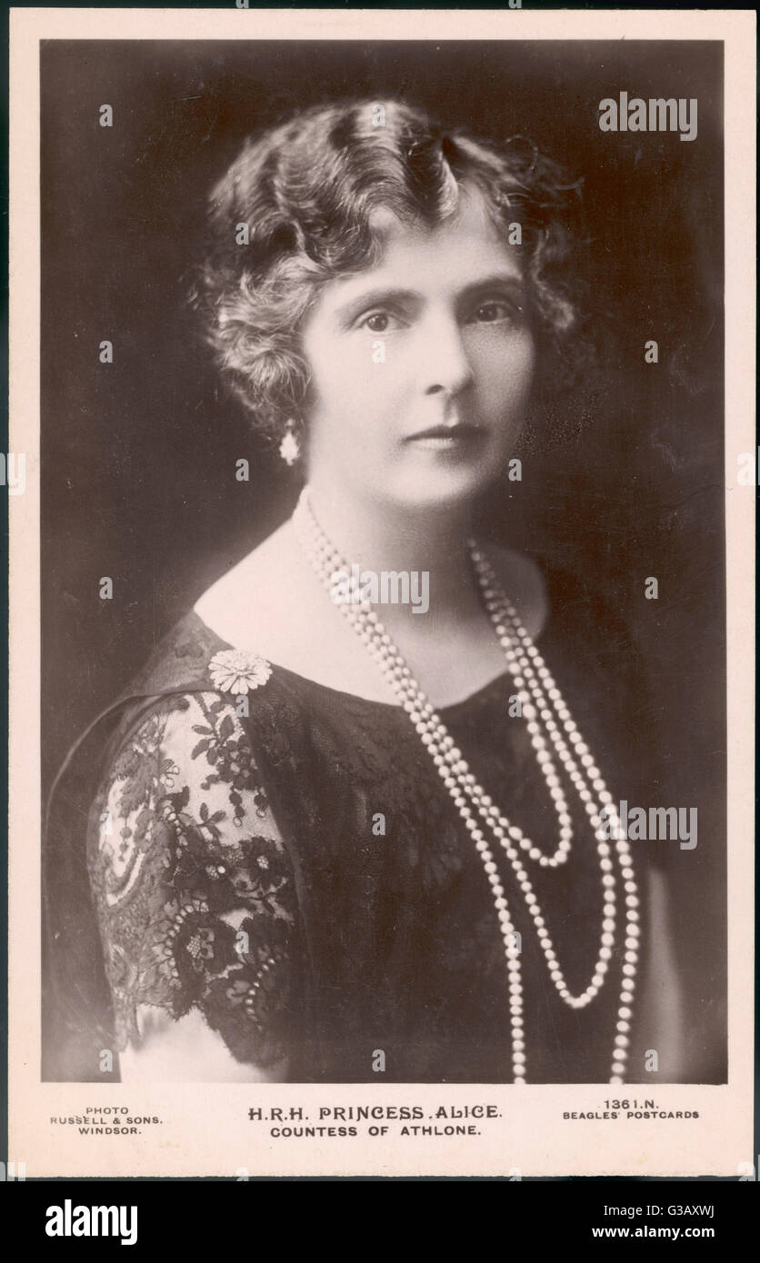 Princesa Alicia de Albany, Condesa de Athlone, nieta de la Reina Victoria, esposa del Príncipe Alexander de Teck Fecha: 1883 - 1981 Foto de stock