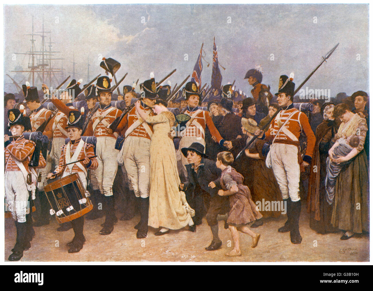 Los soldados de embarcarse para las Guerras Napoleónicas: 'La chica que dejé detrás de mí" Fecha: circa 1810 Foto de stock