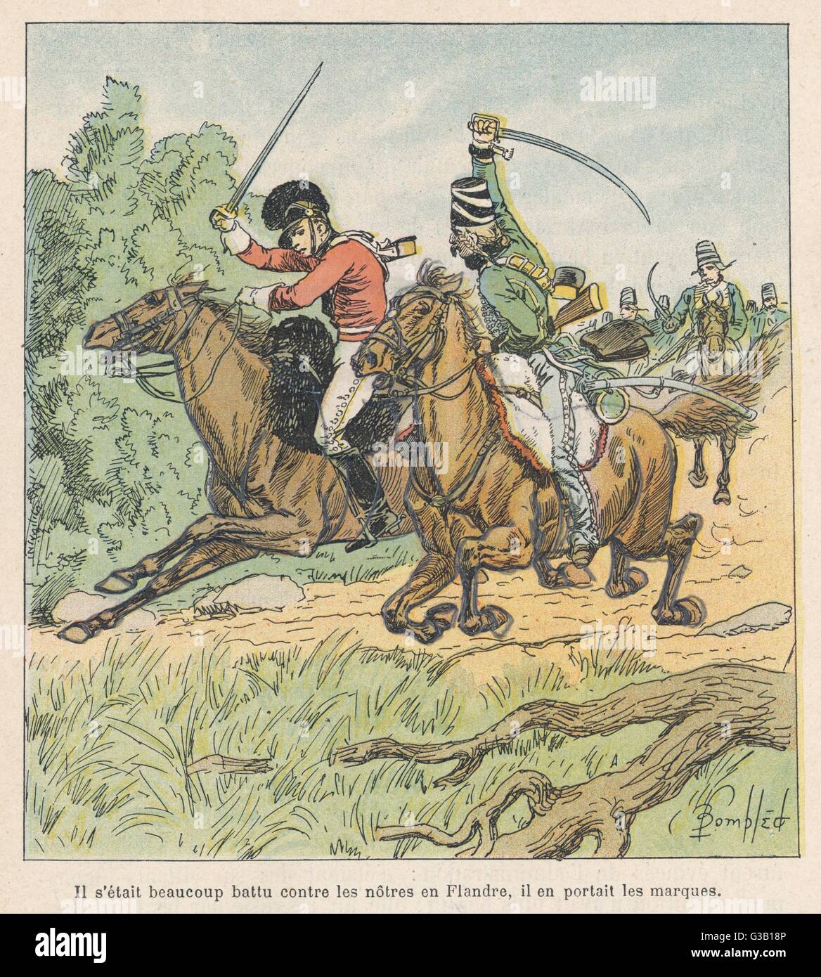Guerras Napoleónicas una escaramuza de caballería Fecha: circa 1794 Foto de stock