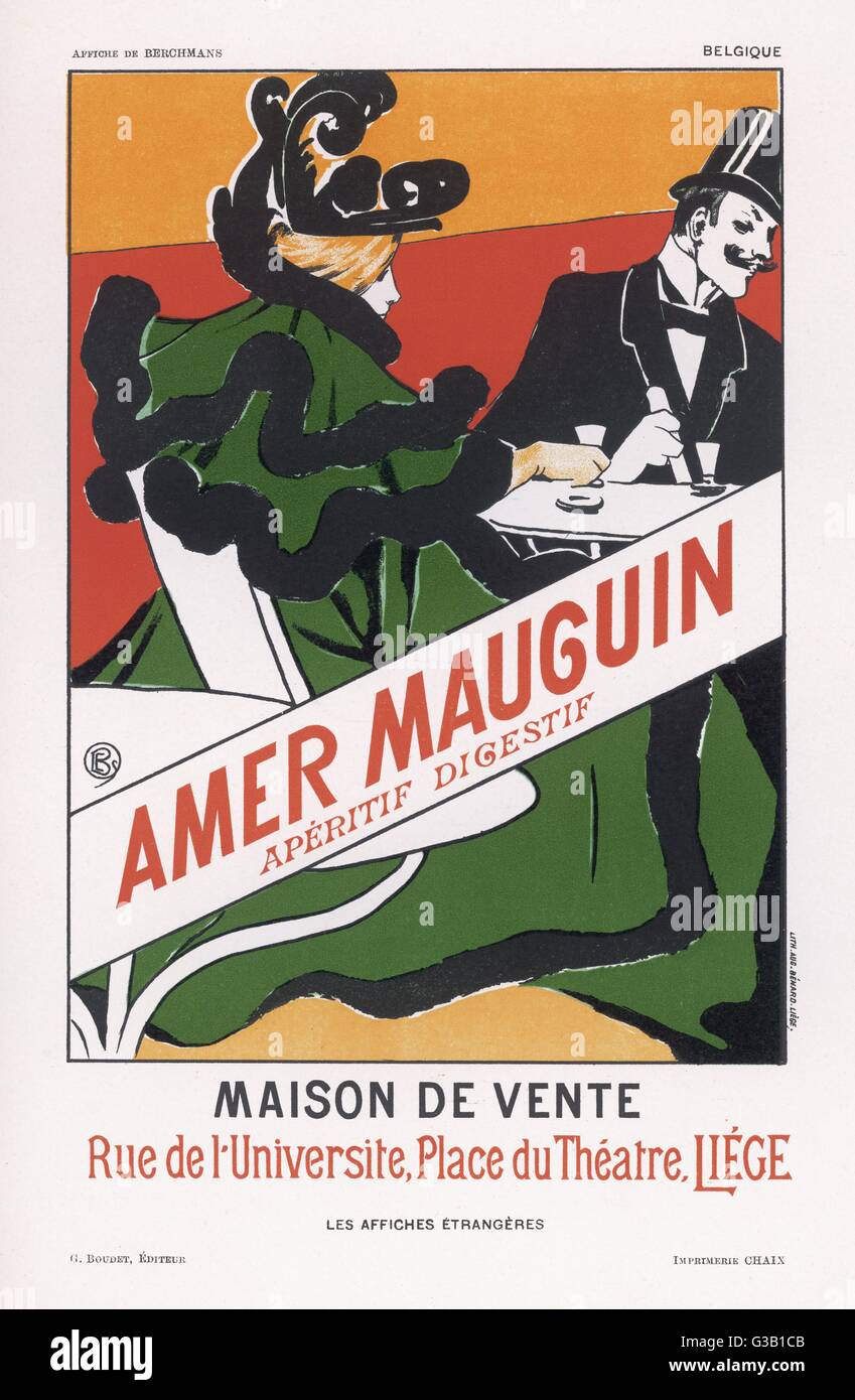 Cartel de Amer Mauguin aperitivo, digestivo Liege Fecha: circa 1896 Foto de stock