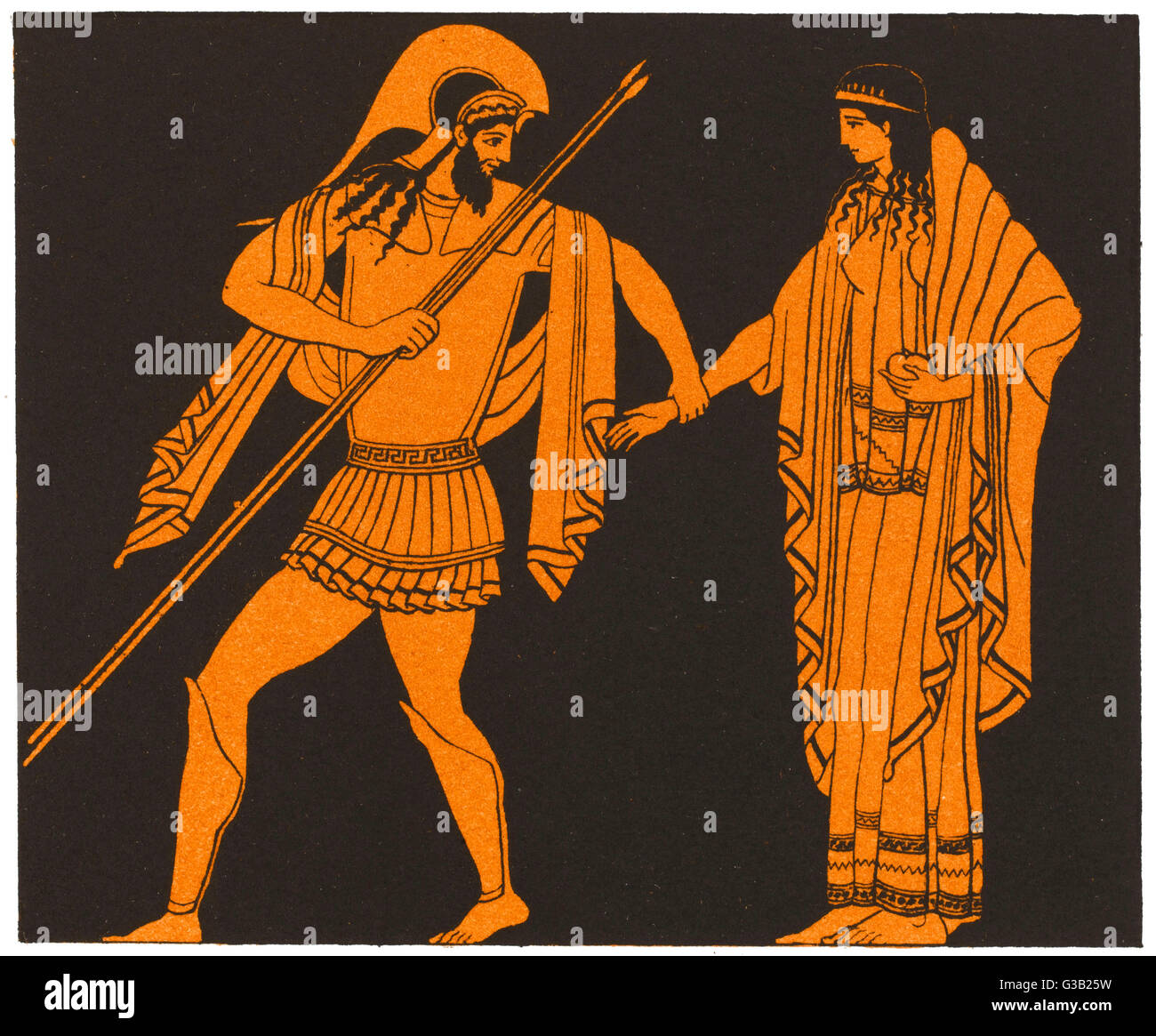 Un guerrero y su novia Fecha: la antigua Grecia Foto de stock