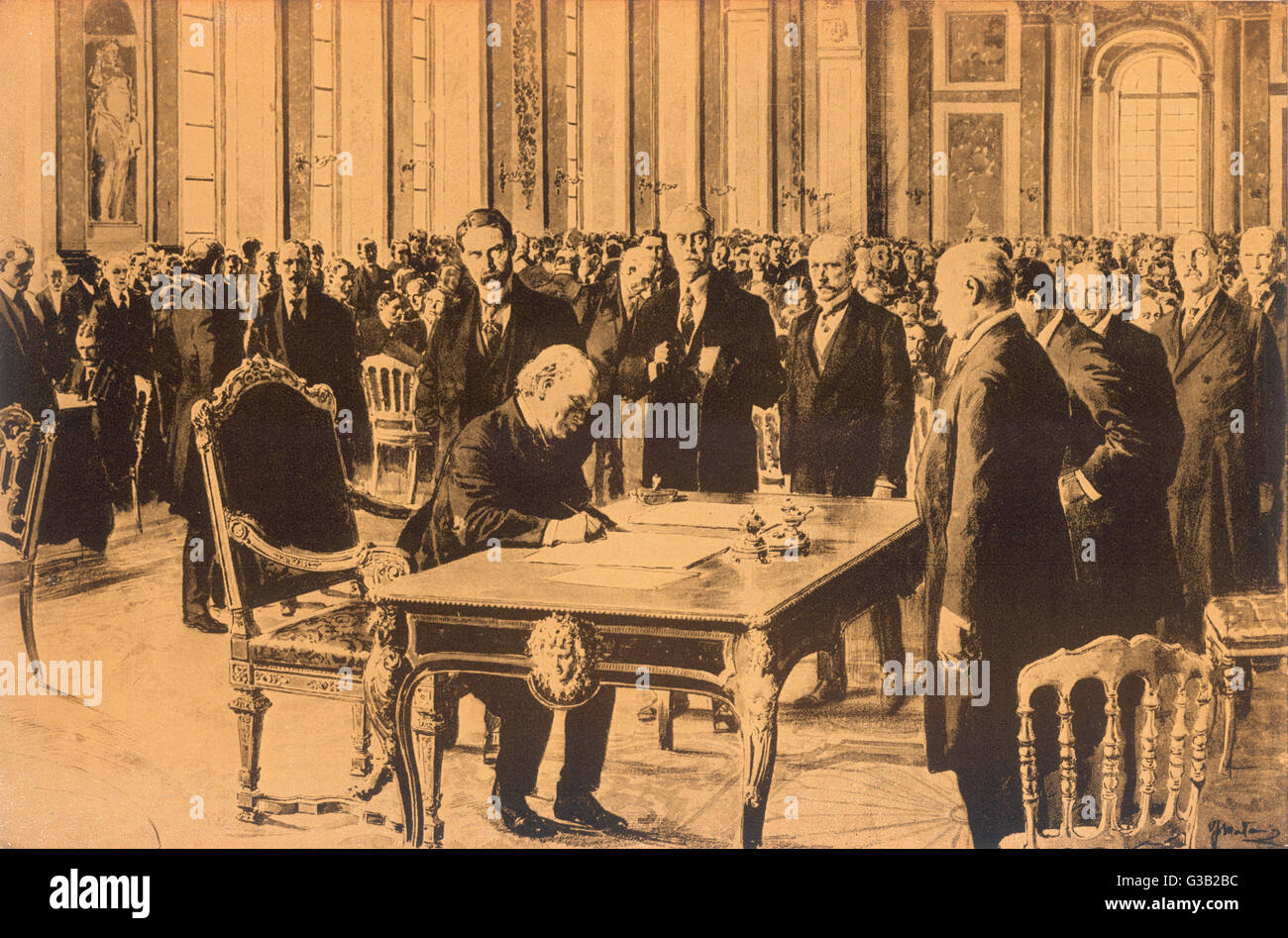 El tratado está firmado Fecha: 28 de junio de 1919 Foto de stock