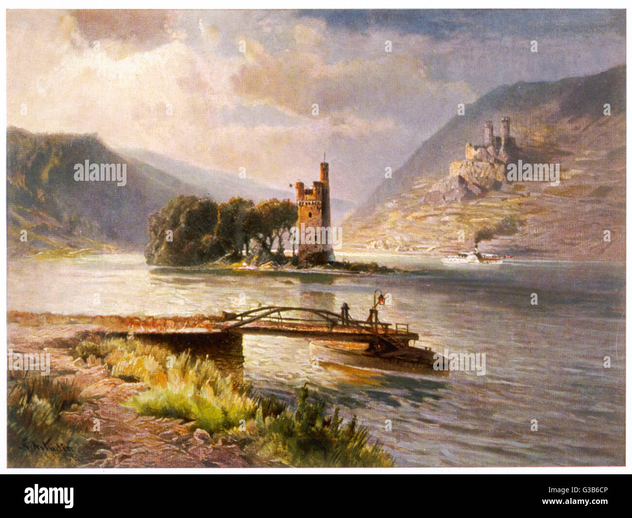 Der Mauseturm en el Rhein - el tema de la leyenda Foto de stock
