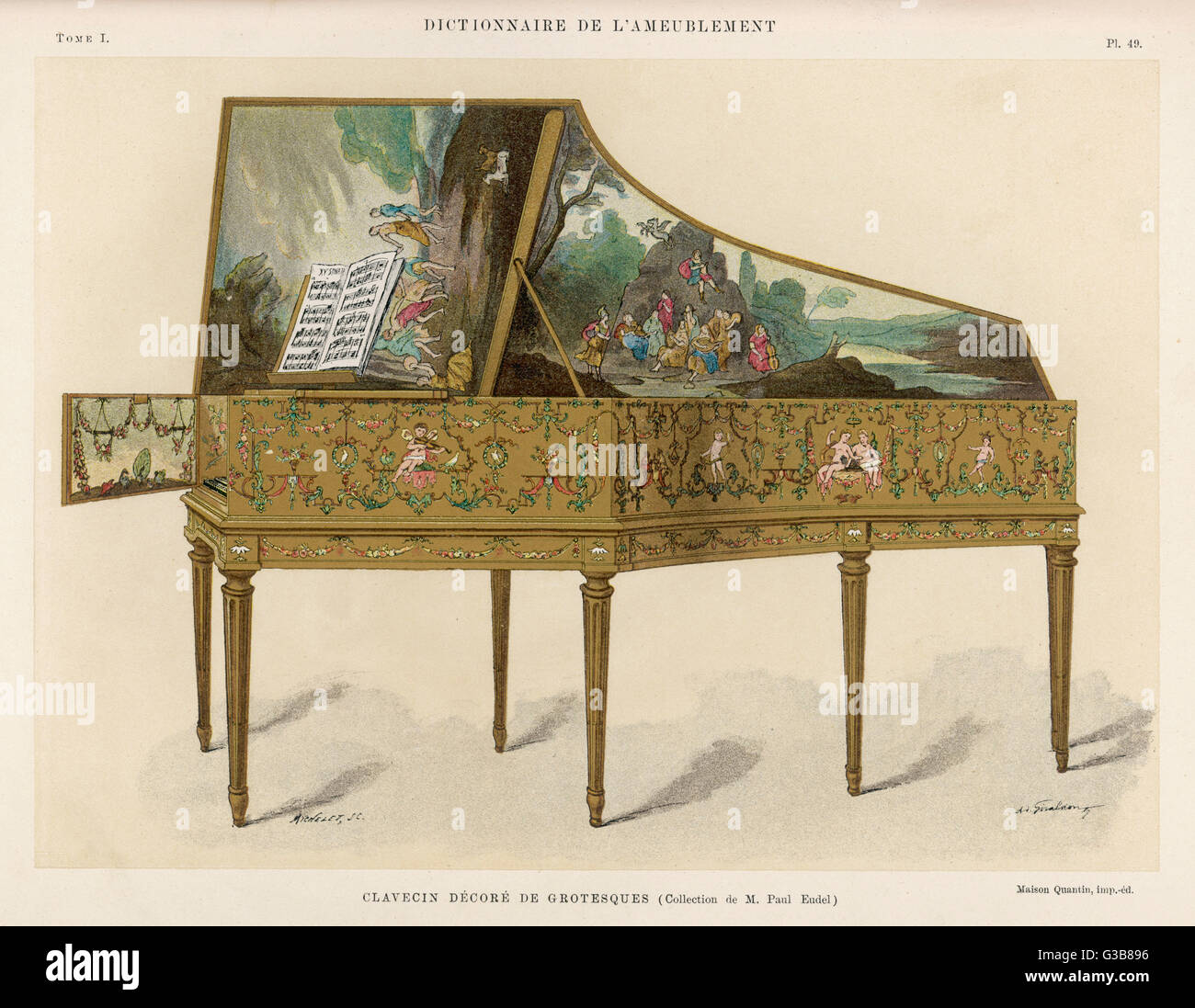 Un ricamente decorado francés clavicordio ajustar a la gracia más aristocrática casa. Fecha: SIGLO XVIII Foto de stock