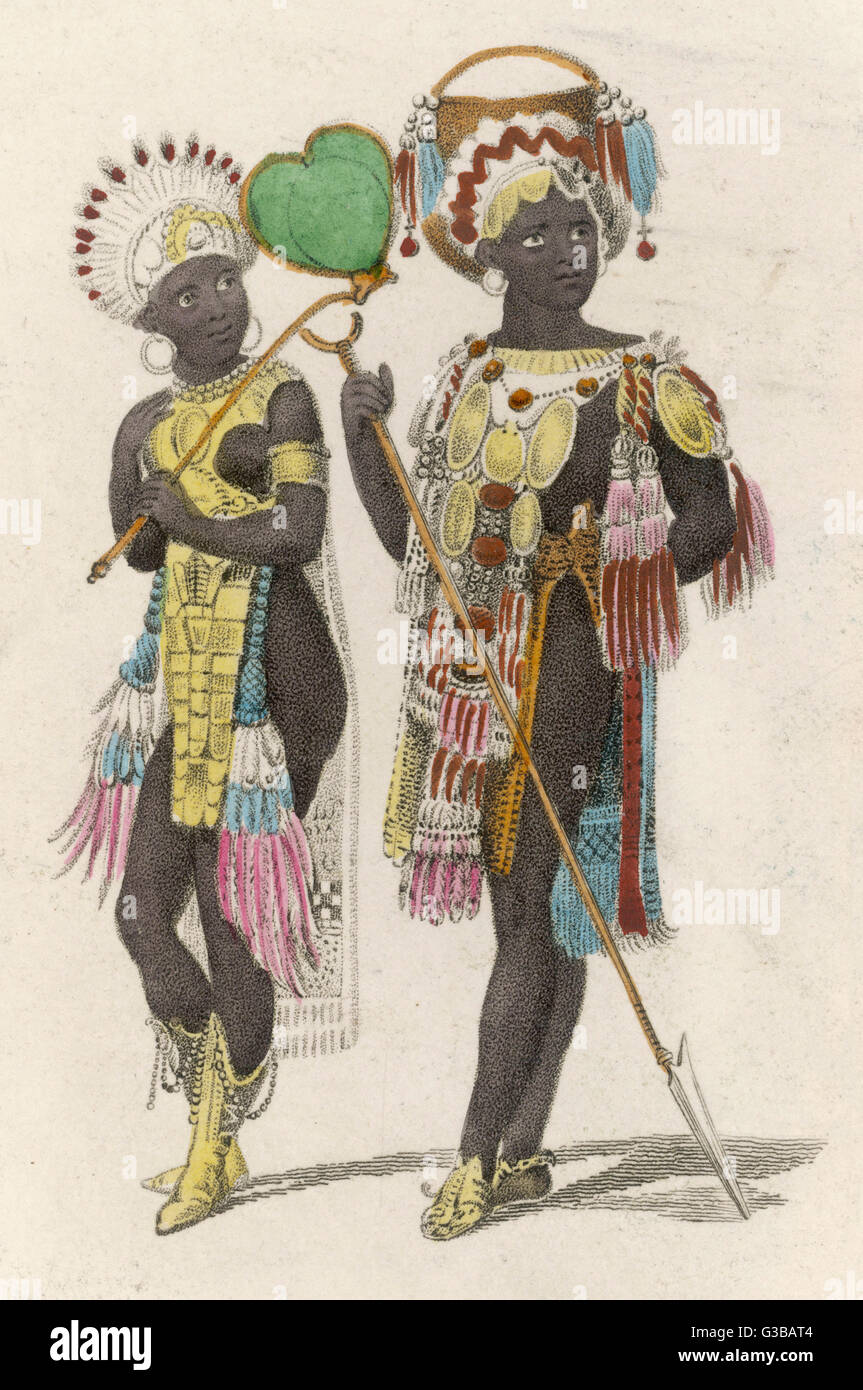 Dos ricamente vestida africanos Fecha: circa 1830 Foto de stock