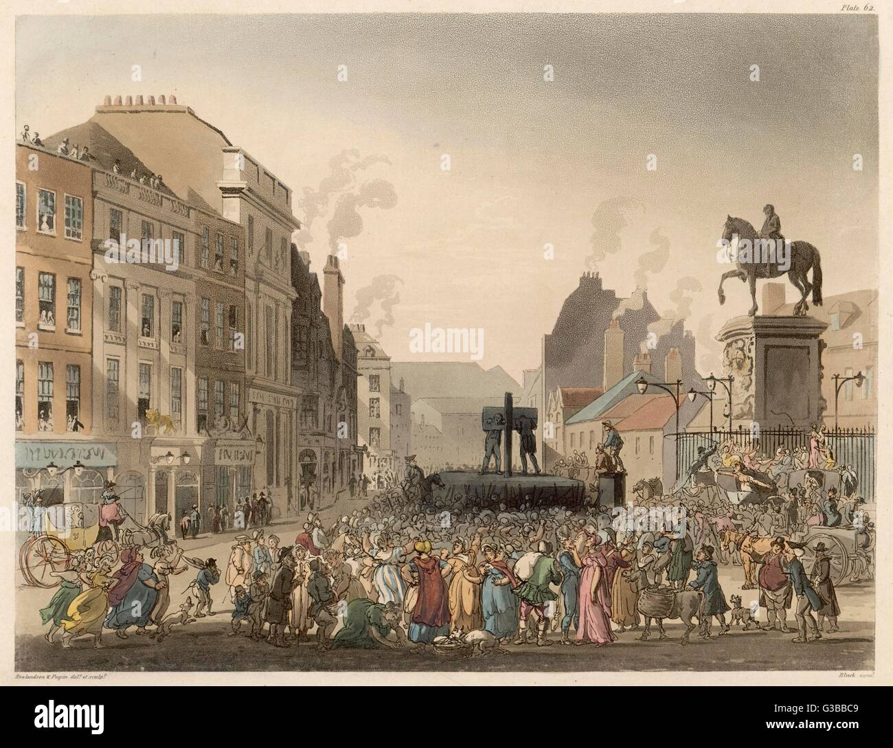Una multitud se congregó en la picota, Charing Cross Fecha: 1809 Foto de stock