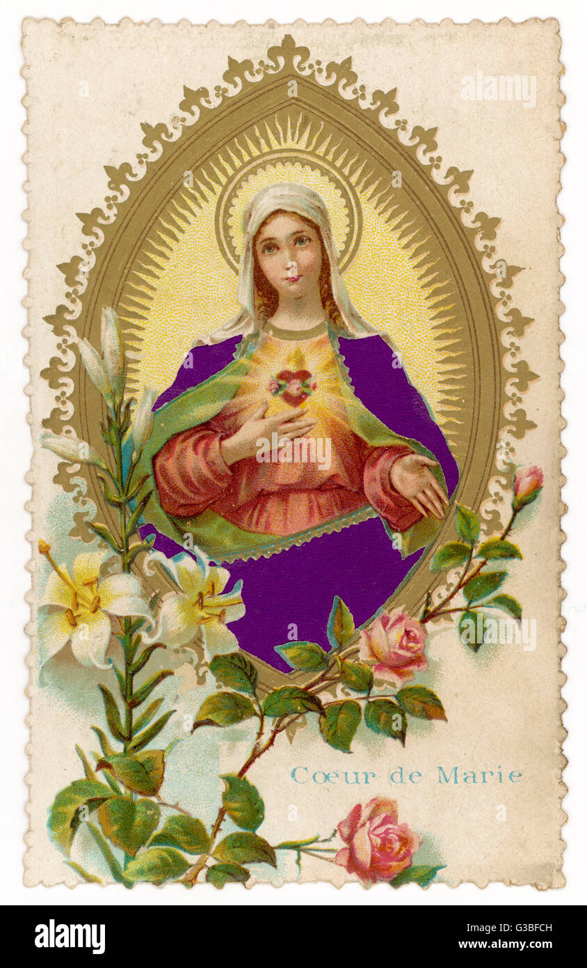 María le muestra su sagrado corazón. Foto de stock