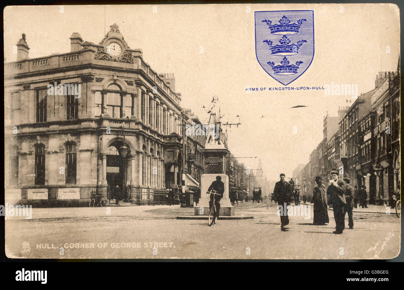 La esquina de la calle George, Kingston-upon-Hull. Fecha: 1908 Foto de stock