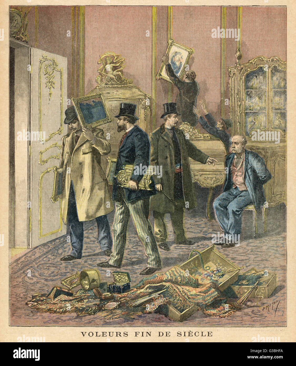 Los ladrones de arte de París se hicieran con los tesoros de una colección privada. Fecha: 1893 Foto de stock