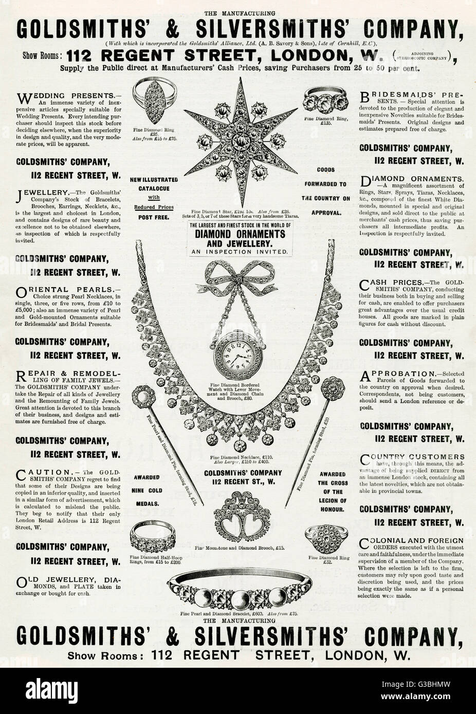 Una selección de joyas de diamantes de clúster ornamentales victoriana. Fecha: 1894 Foto de stock