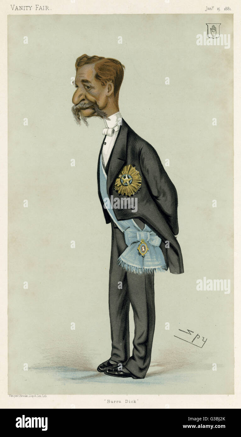 La estrella de la India es llamativamente sported por Sir Richard templo (1826- 1902) tomó nota de administrador en la India. Fecha: 1881 Foto de stock