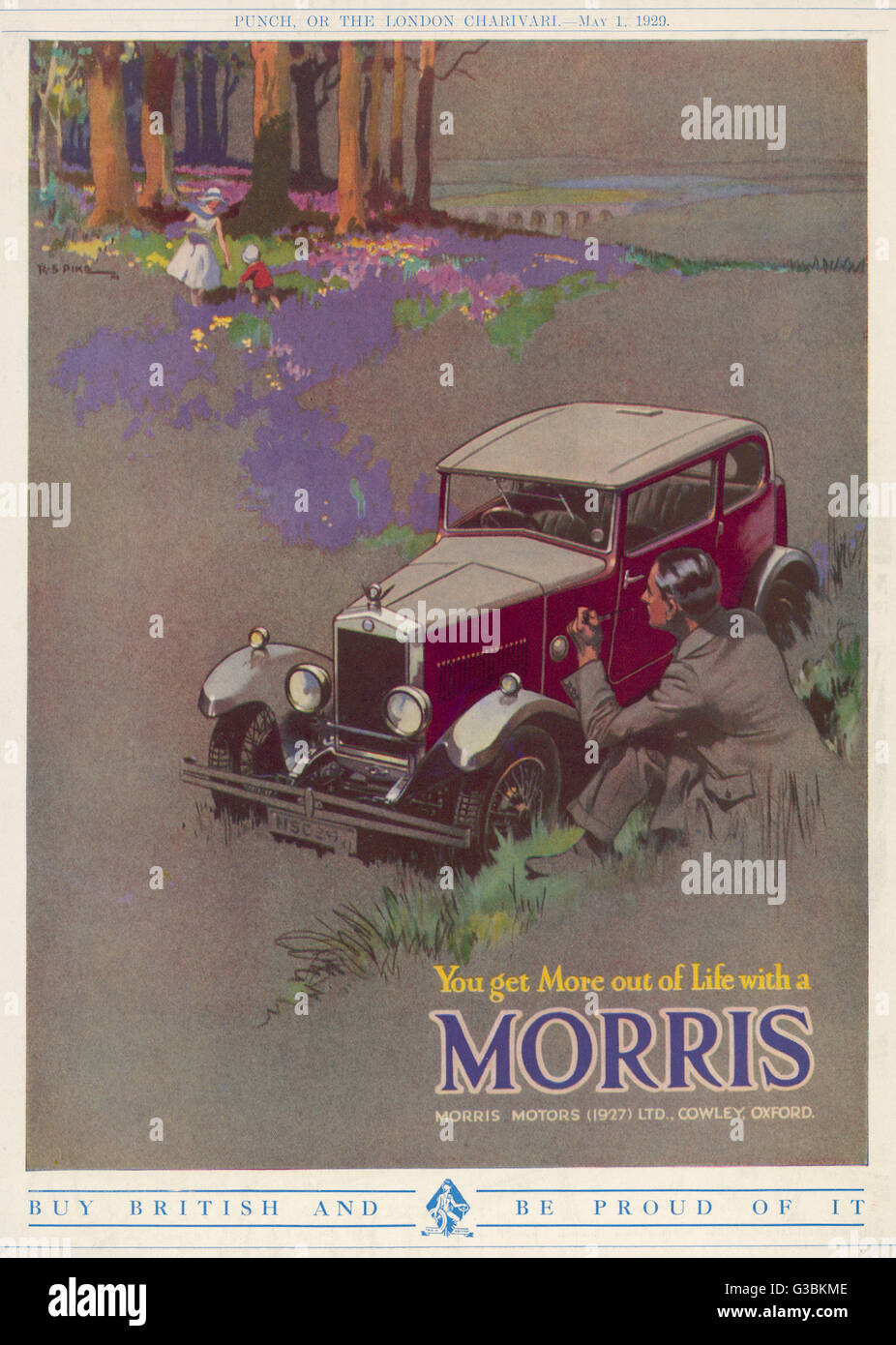 "Usted obtiene más de la vida con un Morris' - promoción de venta suave para un coche familiar. Fecha: 1929 Foto de stock
