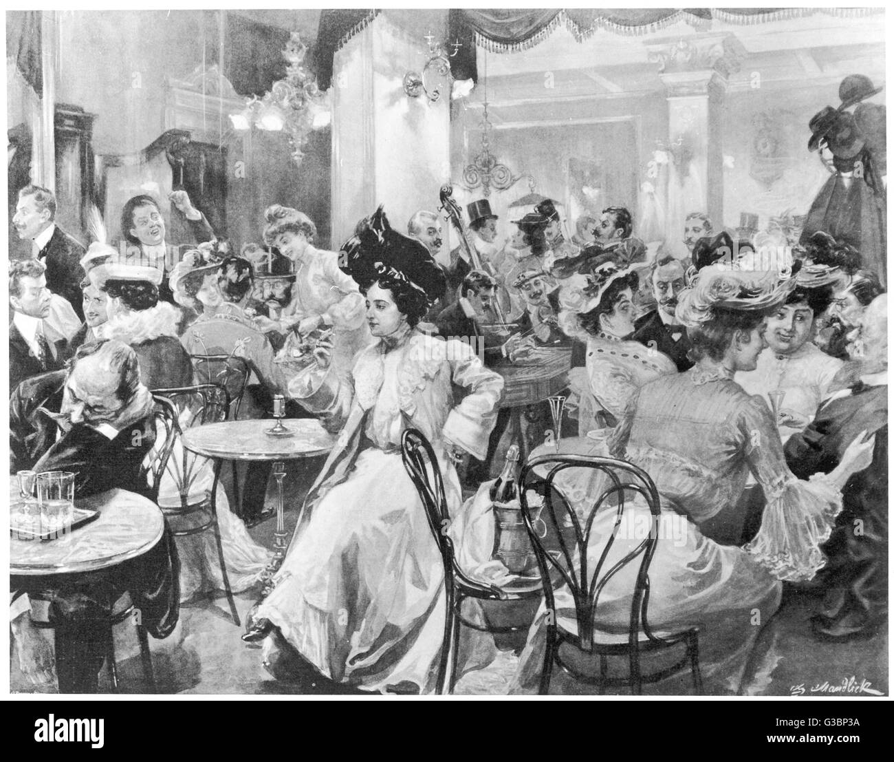 CAFÉ VIENÉS ALREDEDOR DE 1900 Foto de stock